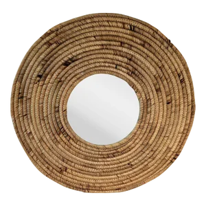 Woven Seagrass Coastal Circle Wall Mirror