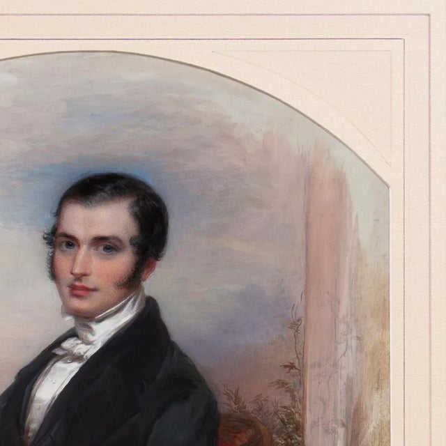 Antique White 'Portrait of a Gentleman Seated and Reading' by George Richmond, Regency, Early Victorian Dandy For Sale - Image 8 of 11