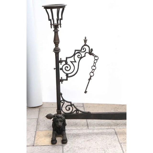 Bronze 19th Century French Bronze and Wrought Iron Fireplace Stand For Sale - Image 8 of 11