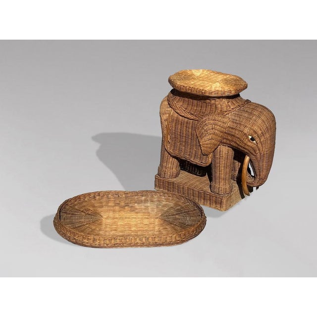 Italian Handwoven Wicker Elephant Shaped Side Table from Vivai Del Sud, 1970 For Sale - Image 6 of 10