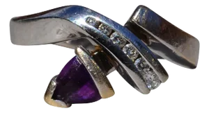The Leedom: Ladies 14K White Gold Amethyst and Diamond Cocktail Ring