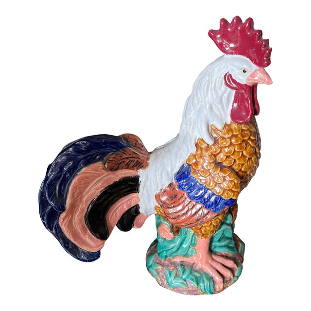 1970s Large Italian Hand Painted Rooster For Sale