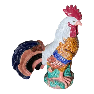 1970s Large Italian Hand Painted Rooster