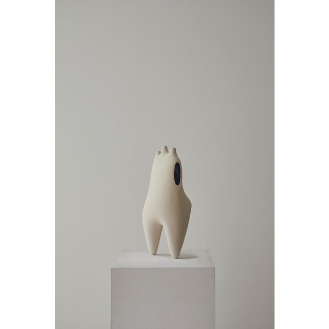 Nomad I:03 Vessel in White Sand Stoneware and Black Glaze by Sofia Karnukaeva For Sale - Image 6 of 15