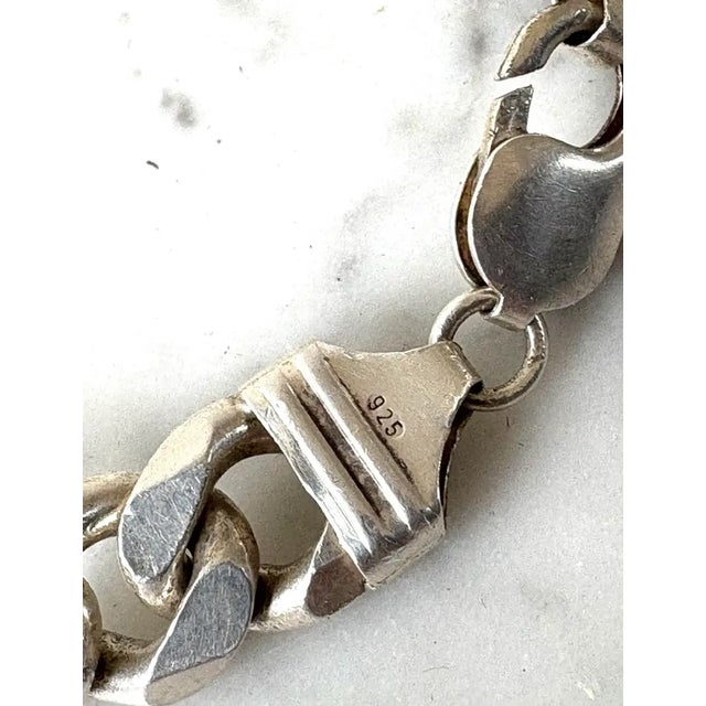 Vintage Italian Sterling Silver Link Bracelet - Stamped 925 For Sale - Image 4 of 8
