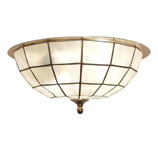 Flat Vintage Ceiling Lamp with Capiz Shell Tile Shade from Honsel, 1980s For Sale