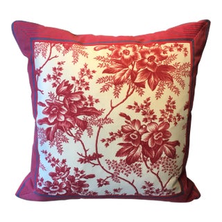 19th Century French Ticking & Toile Pillow For Sale