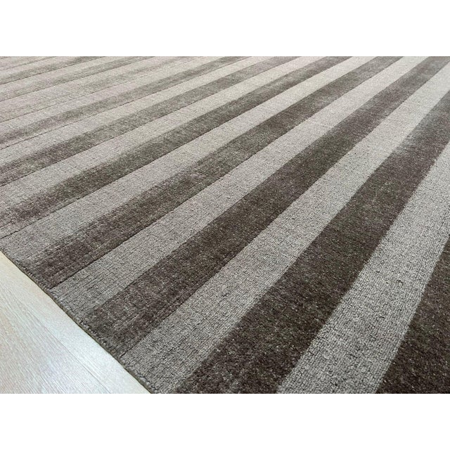 4x6 Yara Alluring Brown Geometric Modern Hand Knotted Wool Carpet Rug For Sale In New York - Image 6 of 6