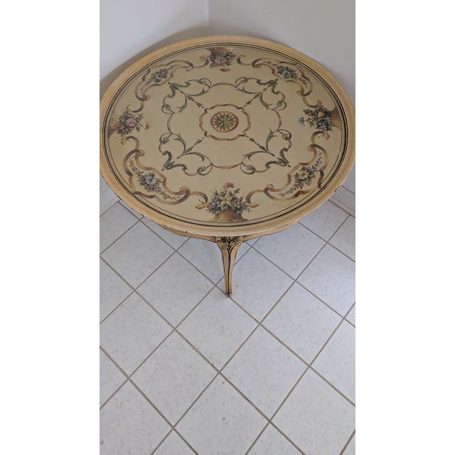 Vintage Handpainted Italian Design Toleware Round Coffee Table For Sale - Image 12 of 12