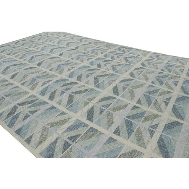 Traditional Rug & Kilim’s Oversized Scandinavian Style Rug in Blue With Geometric Patterns For Sale - Image 3 of 7