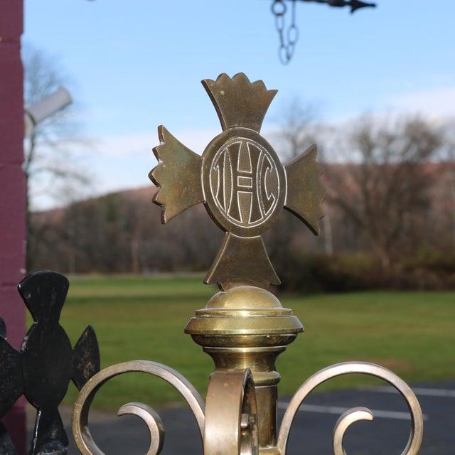 Antique Gothic Hardstone, Brass, Oak & Wrought Iron Baptismal With Boom 19thC For Sale - Image 14 of 17