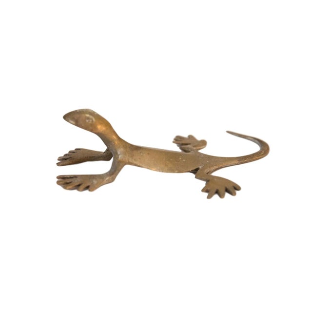 Vintage African Bronze Gold Patina Gecko For Sale In New York - Image 6 of 6