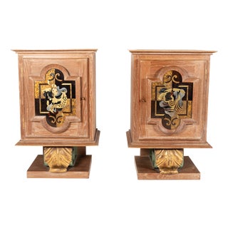 Cutlery Cabinets in Limed Oak, 1940s, Set of 2 For Sale