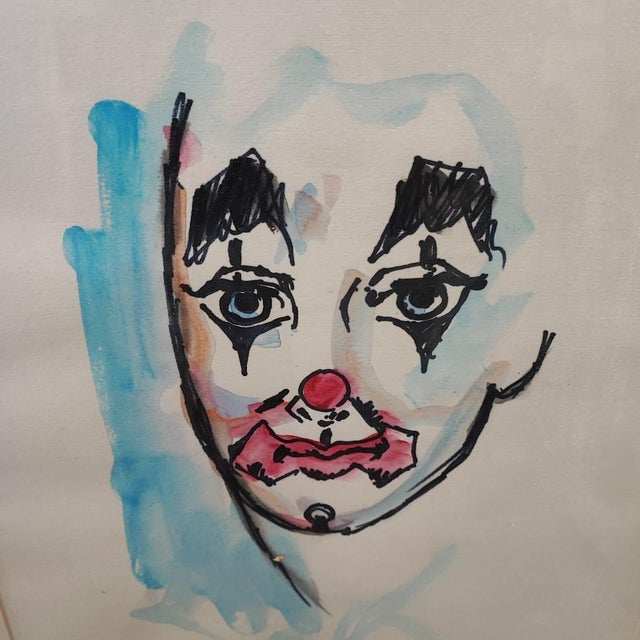 Romano Mussolini, Clown, Mixed Media, Framed For Sale - Image 3 of 15