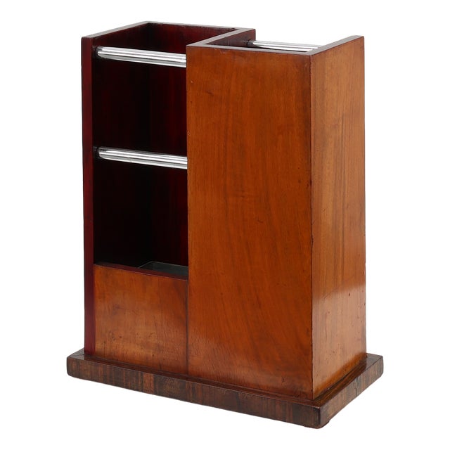 Art Deco Early Umbrella Stand in Wood and Metal, France, 1910s For Sale