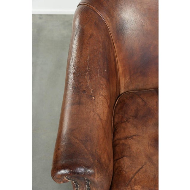 Textile Vintage Club Chair in Sheepskin Leather For Sale - Image 7 of 14