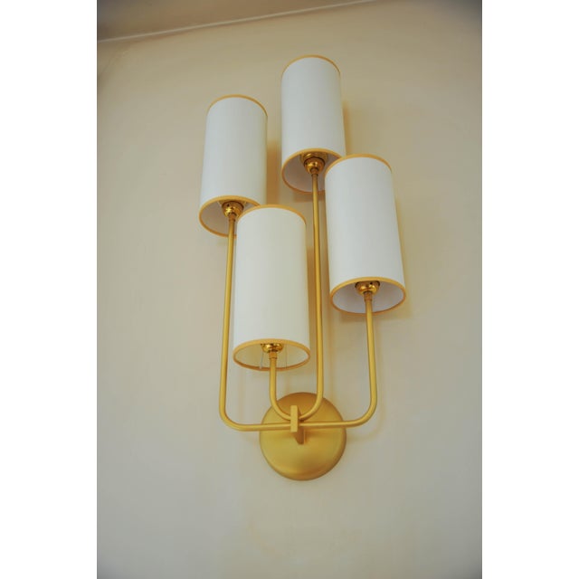 Not Yet Made - Made To Order Wall Light Elevation 4 Patinated Gold and Fabric Lampshades by Aymeric Lefort For Sale - Image 5 of 18
