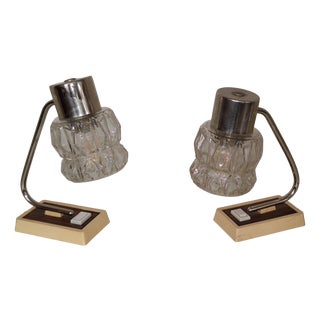 Vintage Bedside Lamps with Brown-Beige Plastic Frame from Hustadt-Leuchten, 1970s, Set of 2 For Sale