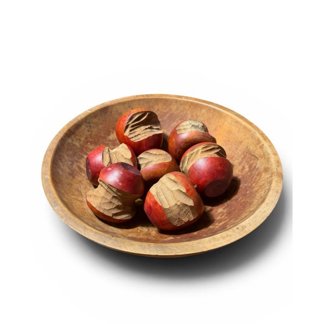 A wonderfully surreal and highly textural 8-piece vintage wooden centerpiece set. This collection includes seven hand-...