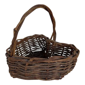 Mid 20th Century Vintage Rustic Heart Shaped Basket With Handle