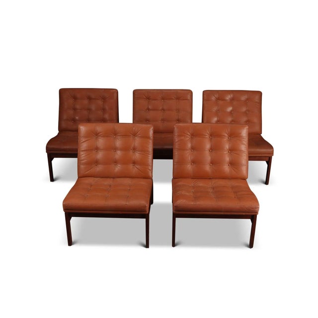 Ole Gjerløv-Knudsen and Torben Lind Moduline Slipper Chairs in Teak by Ole Gjerløv Knudsen - Set of 5 For Sale - Image 4 of 9