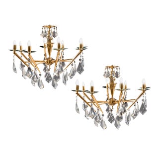 Italian Chandeliers by Gaetano Sciolari, 1980s, Set of 2 For Sale