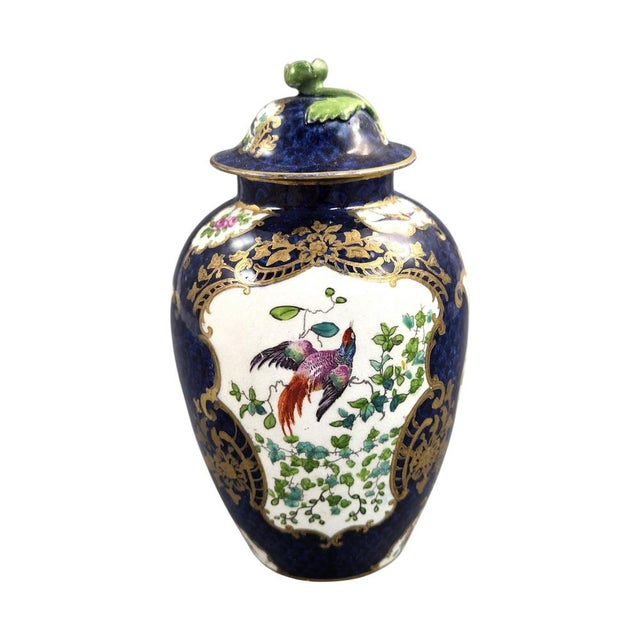 Rococo Scale Blue Revival Silicon China Covered Vase from Booths, 1900s For Sale - Image 3 of 12