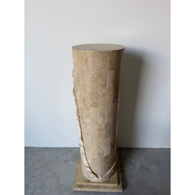 Vintage Maitland Smith Style Tessellated Stone Pedestal Column For Sale - Image 4 of 12