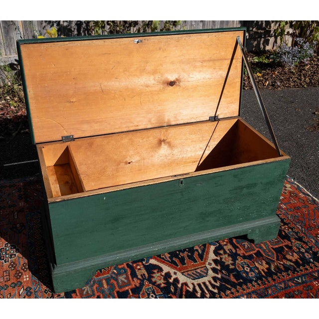 19th Century American New England Pine Blanket Chest in Old Green Paint For Sale - Image 15 of 18