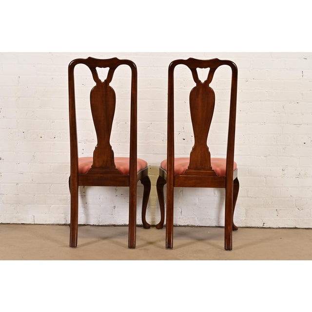 Henredon Queen Anne Solid Mahogany Side Chairs or Dining Chairs, Pair For Sale - Image 10 of 13