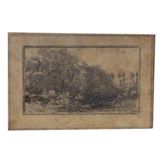 Luigi Galli, Landscape, Late 19th Century, Pencil on Paper For Sale