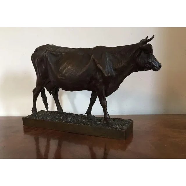 Metal 19th Century French Animalier Bronze Sculpture of a Cow For Sale - Image 7 of 11