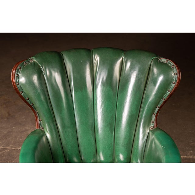 Emerald Vintage Green Vinyl Clamshell Armchair For Sale - Image 8 of 13