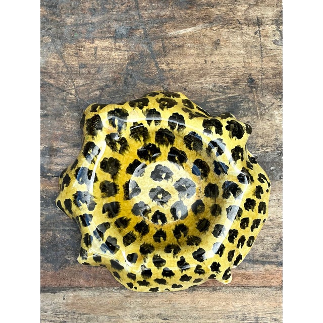 Vintage Italian Hand Painted Leopard Bowl For Sale - Image 9 of 12