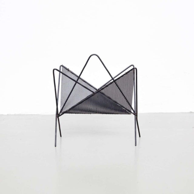 1950s Black Metal Magazine Holder attributed to Mathieu Matégot, 1950s For Sale - Image 5 of 11