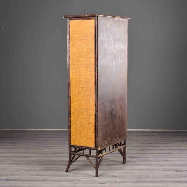 Late 19th Century English Aesthetic Movement Tall Glass Front Bamboo Cabinet For Sale - Image 5 of 12