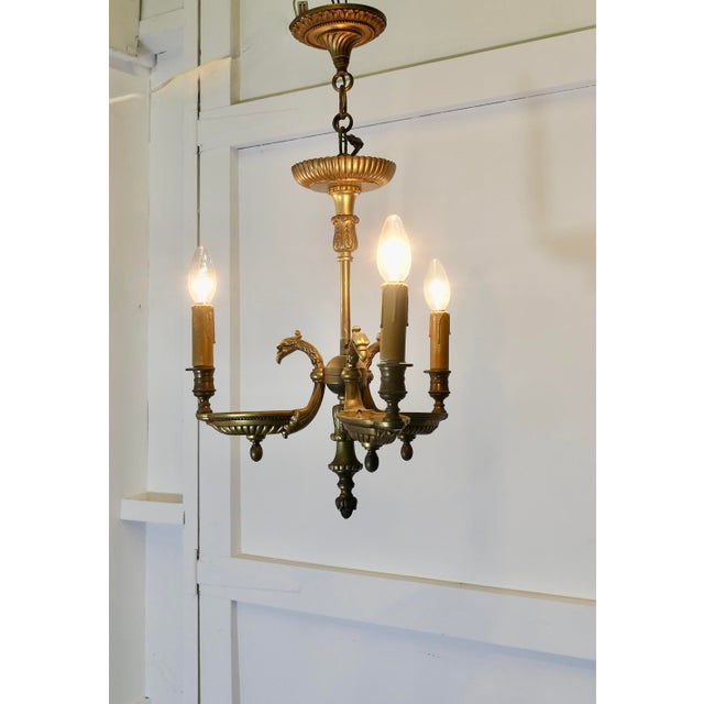 Metal French Gilt Brass Bouillotte Library Ceiling Light, 1890s For Sale - Image 7 of 8