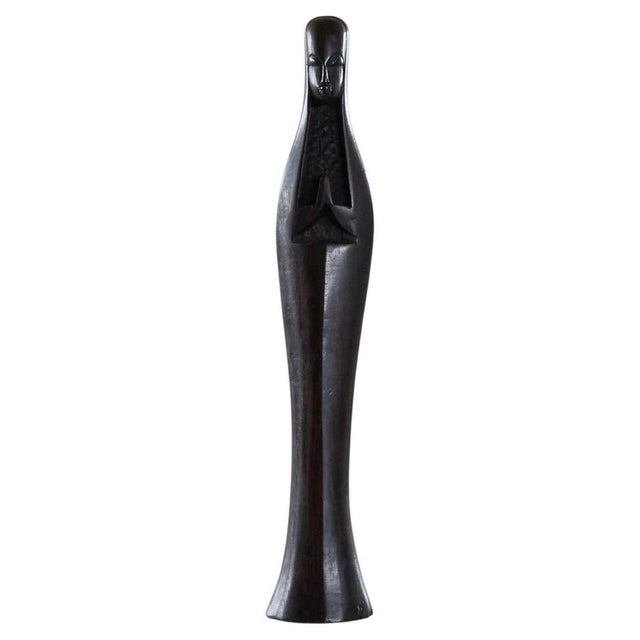 Black Mid-Century Modernist Madonna in Carved Wood, 1950s For Sale - Image 8 of 8