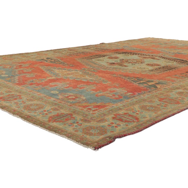 ​53737 Vintage Persian Viss Rug, 07'06 x 10'11. Tribal enchantment meets rustic finesse in this hand knotted wool vintage...