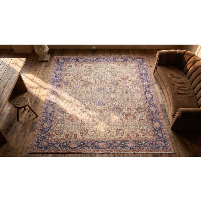 Cream 1930s Persian Tabriz Carpet ( 8'2" x 11'4" - 250 x 345 ) For Sale - Image 8 of 10