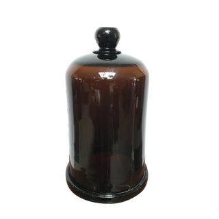 Antique Amber Glass Apothecary Dome Cloche With Ground Glass Finial For Sale