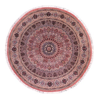 Medallion 1990's Pak-Persian Pink/Beige Wool Round Rug- 10'2'' X 10'5'' For Sale