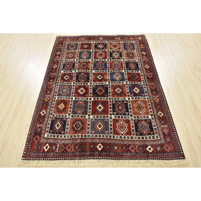 Cabin Yalameh Rug 5'1'' X 6'10'' Multicolor Wool Vintage Tribal Hand-Knotted Carpet For Sale - Image 3 of 12