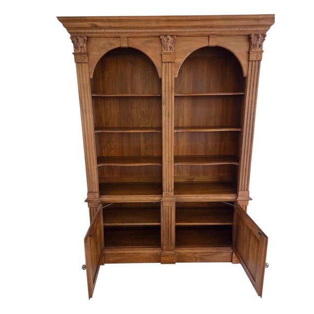 1990s Ethan Allen Legacy Bookcase Cabinet Hutch Display Breakfront Shelf For Sale - Image 11 of 16