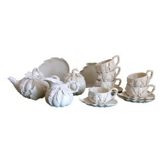 Vintage Porcelain Coffee Set by Henriette, 1990s, Set of 10 For Sale