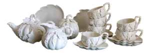 Vintage Porcelain Coffee Set by Henriette, 1990s, Set of 10