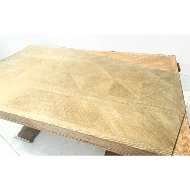 Antique Art Deco Desk in Limed Oak, 1900s For Sale - Image 5 of 18