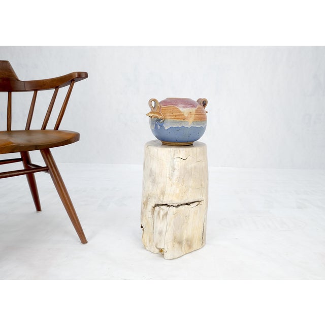 Early 21st Century Beige to Black Petrified Wood Organic Stomp Shape Stand End Side Table Pedestal For Sale - Image 5 of 8
