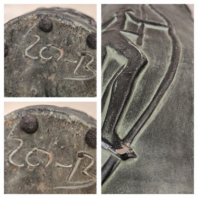 A striking and highly decorative vintage ceramic floor vase produced by Fco. Figueras in La Bisbal, Spain, a region...