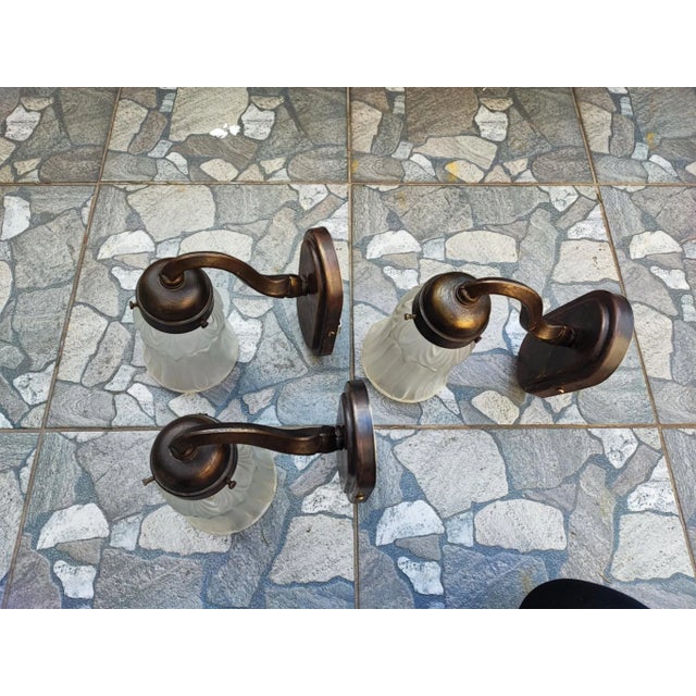 Art Deco Brass Wall Lamp, 1920s For Sale - Image 3 of 10